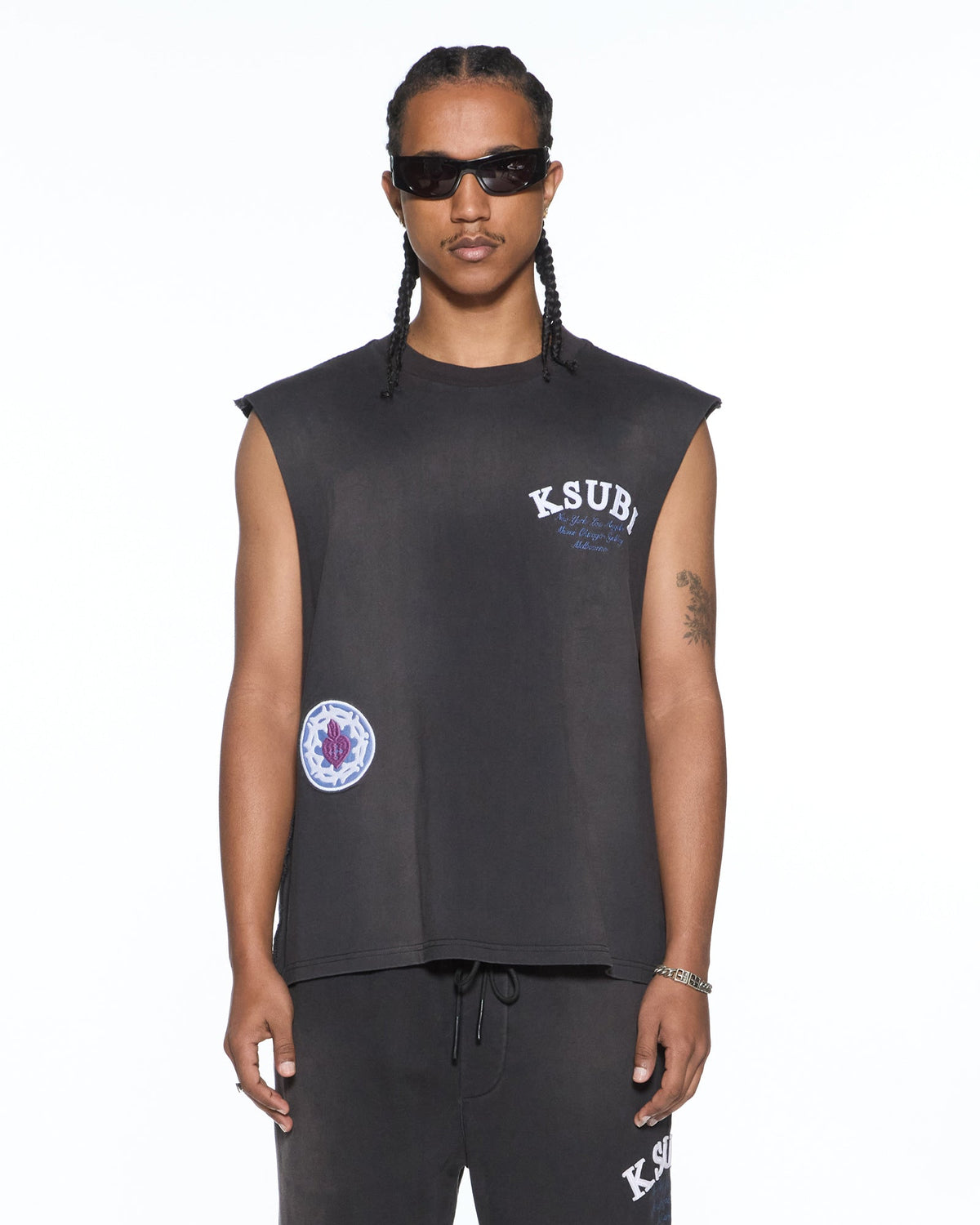 Mens Genesis Ekcess Cut Off Tank Charcoal Fade Oversized Tees - Grey