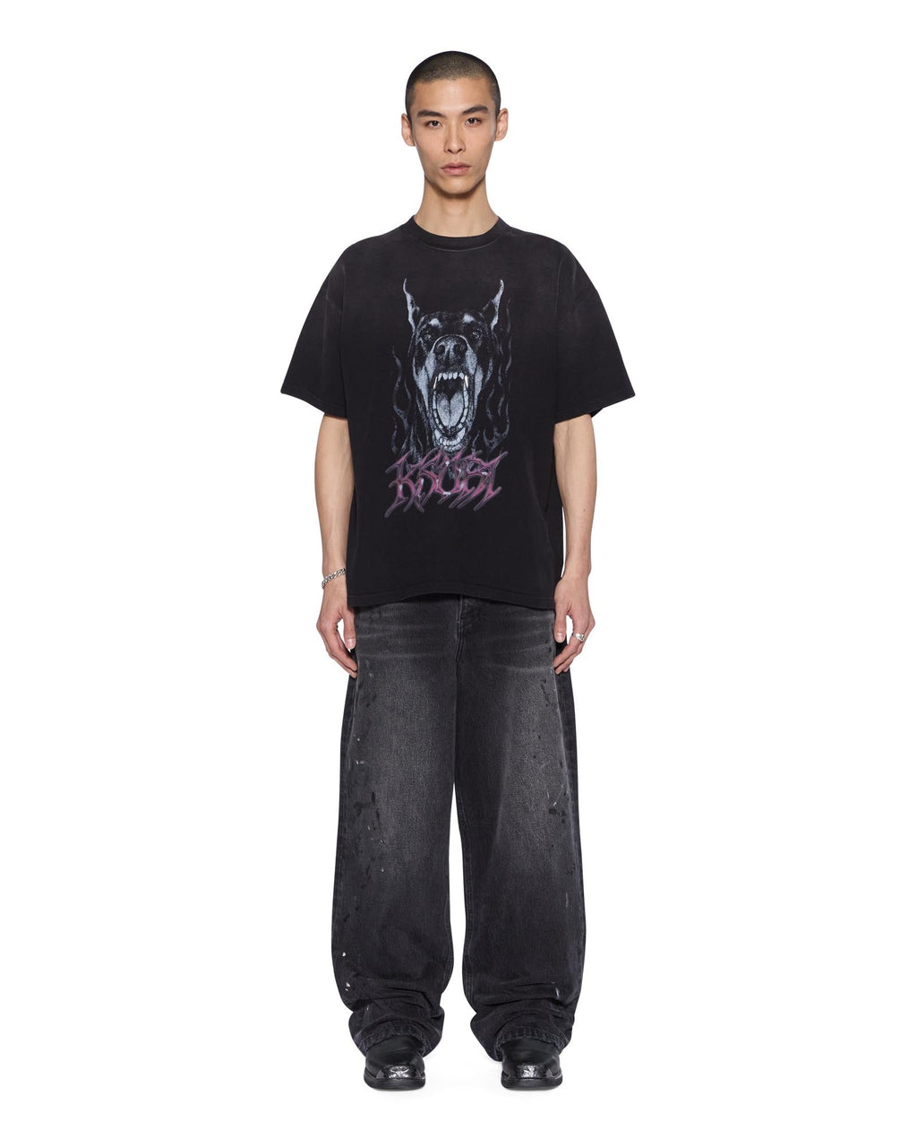 Mens K9 Ekcess Ss Tee Black Fade Oversized Tees - Black