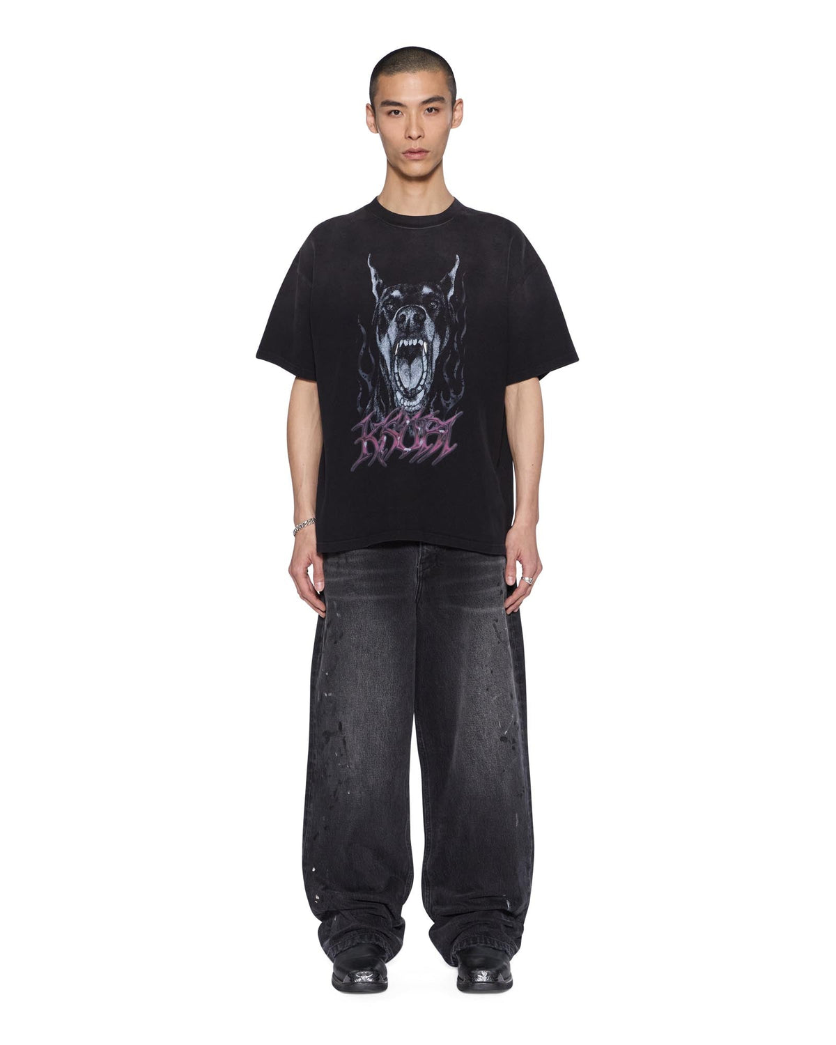 Mens K9 Ekcess Ss Tee Black Fade Oversized Tees - Black