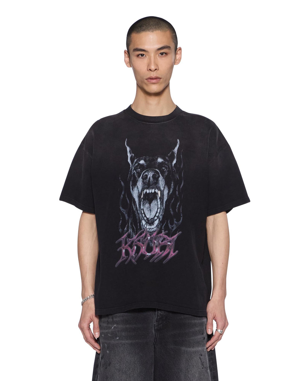 Mens K9 Ekcess Ss Tee Black Fade Oversized Tees - Black