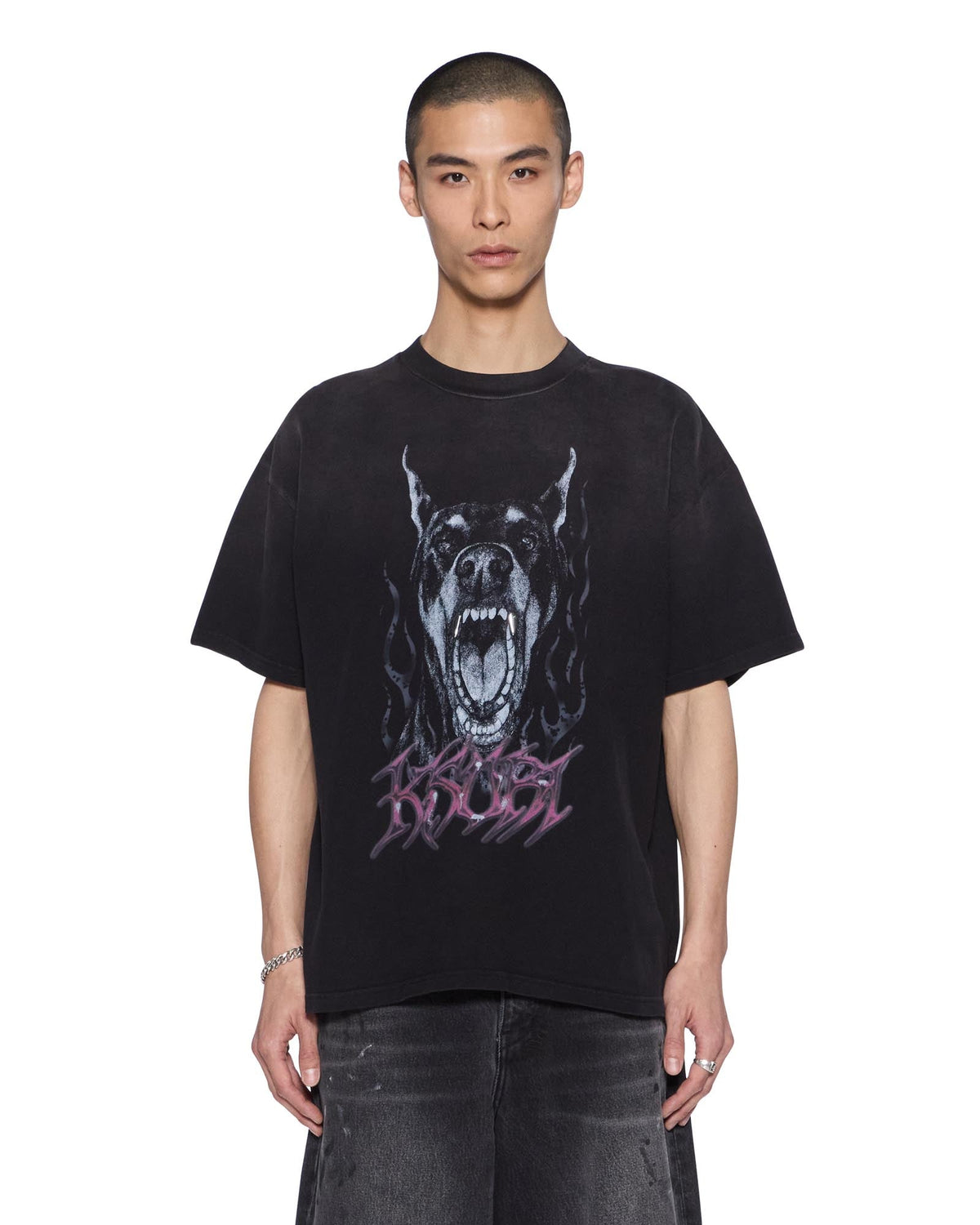 Mens K9 Ekcess Ss Tee Black Fade Oversized Tees - Black