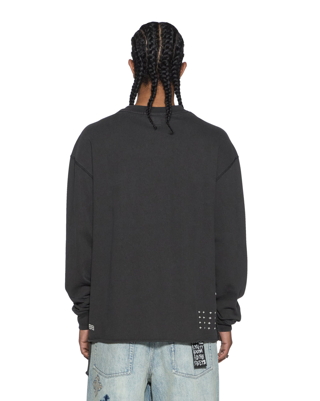 Mens Laybel Ekcess Ls Tee Washed Black Oversized Tees - Grey