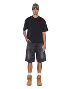 Mens Mekanik Halen Ss Tee Charcoal/red Boxy Tees - Grey