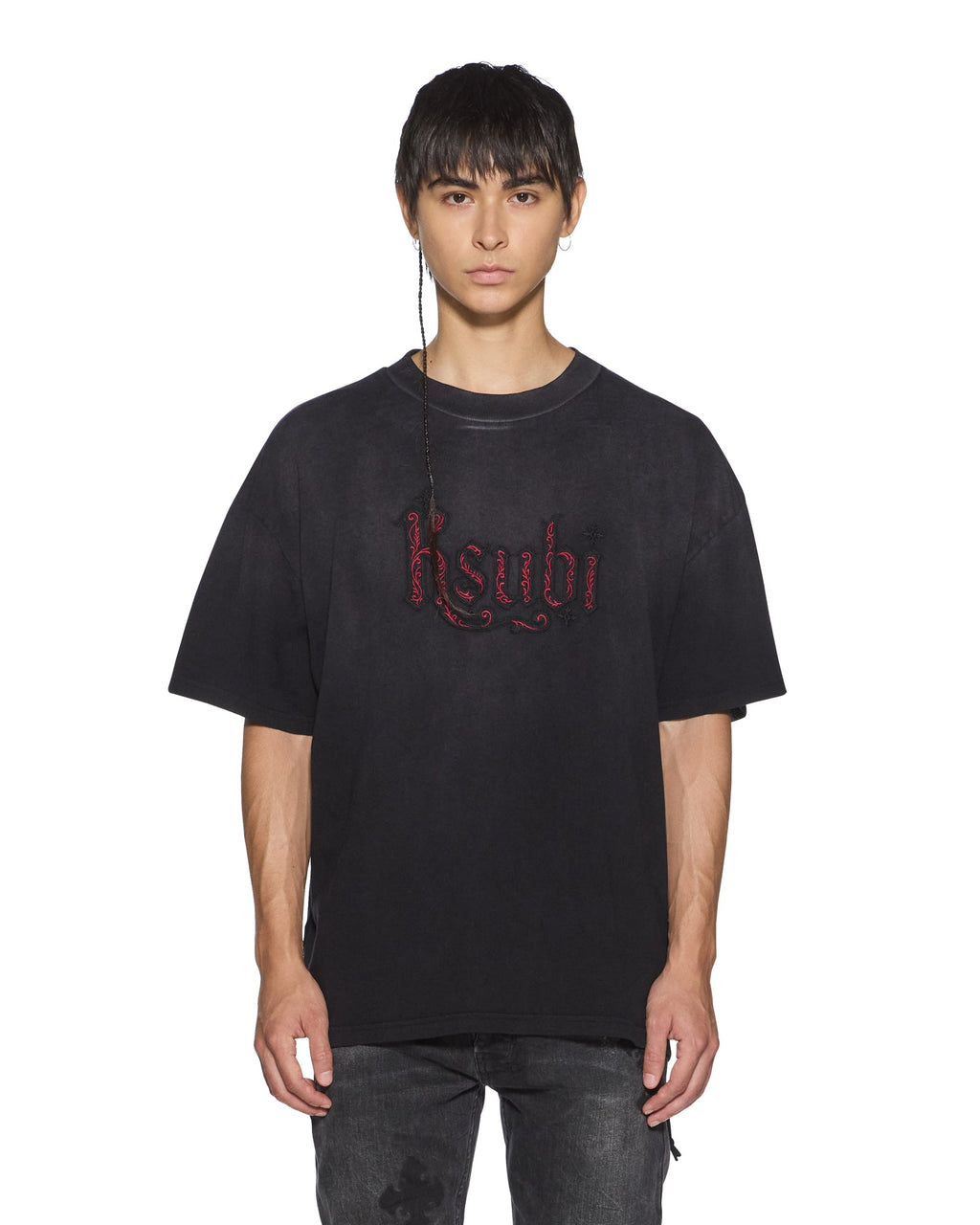 Mens Paise Ekcess Ss Tee Black Fade Oversized Tees - Grey