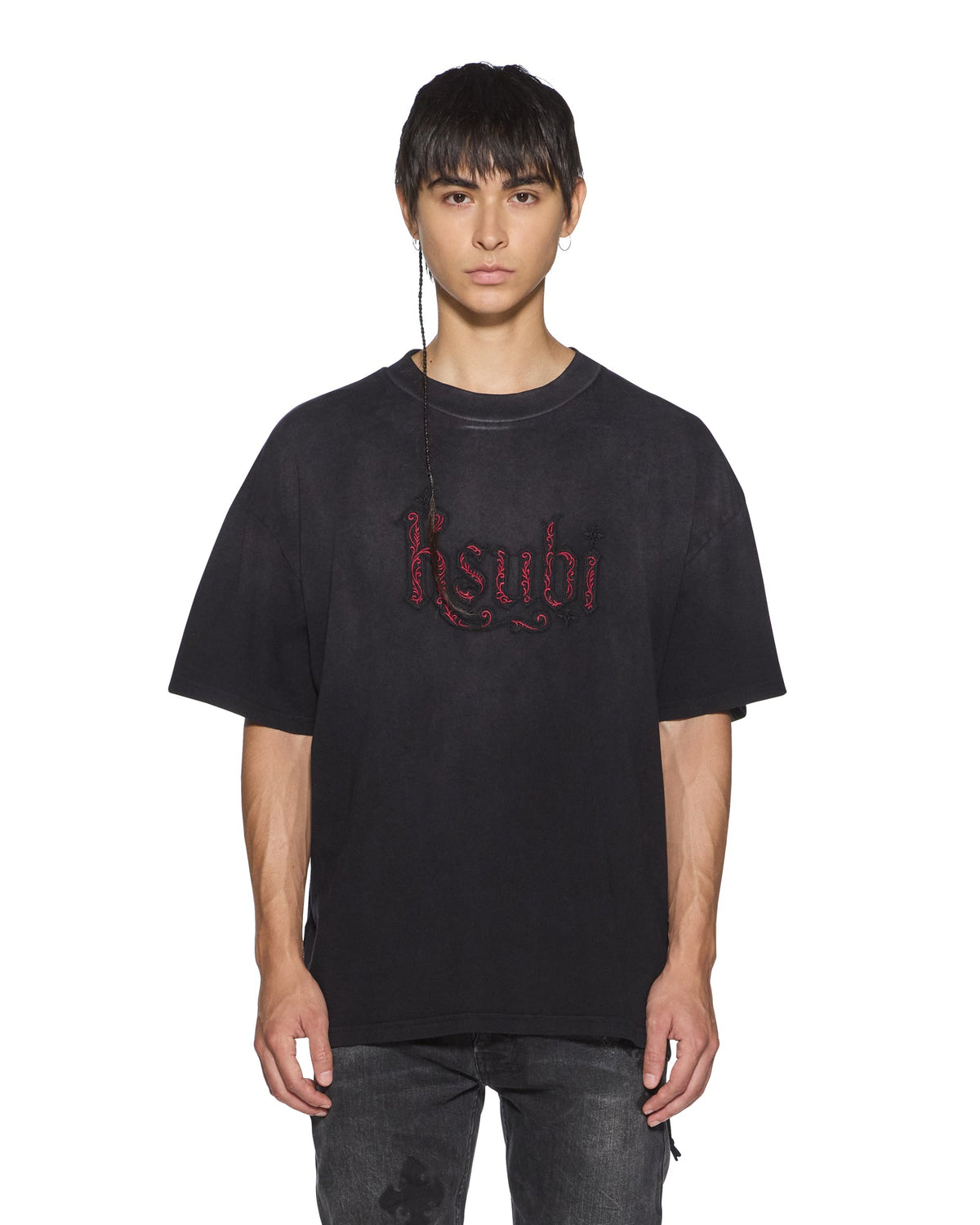 Mens Paise Ekcess Ss Tee Black Fade Oversized Tees - Grey