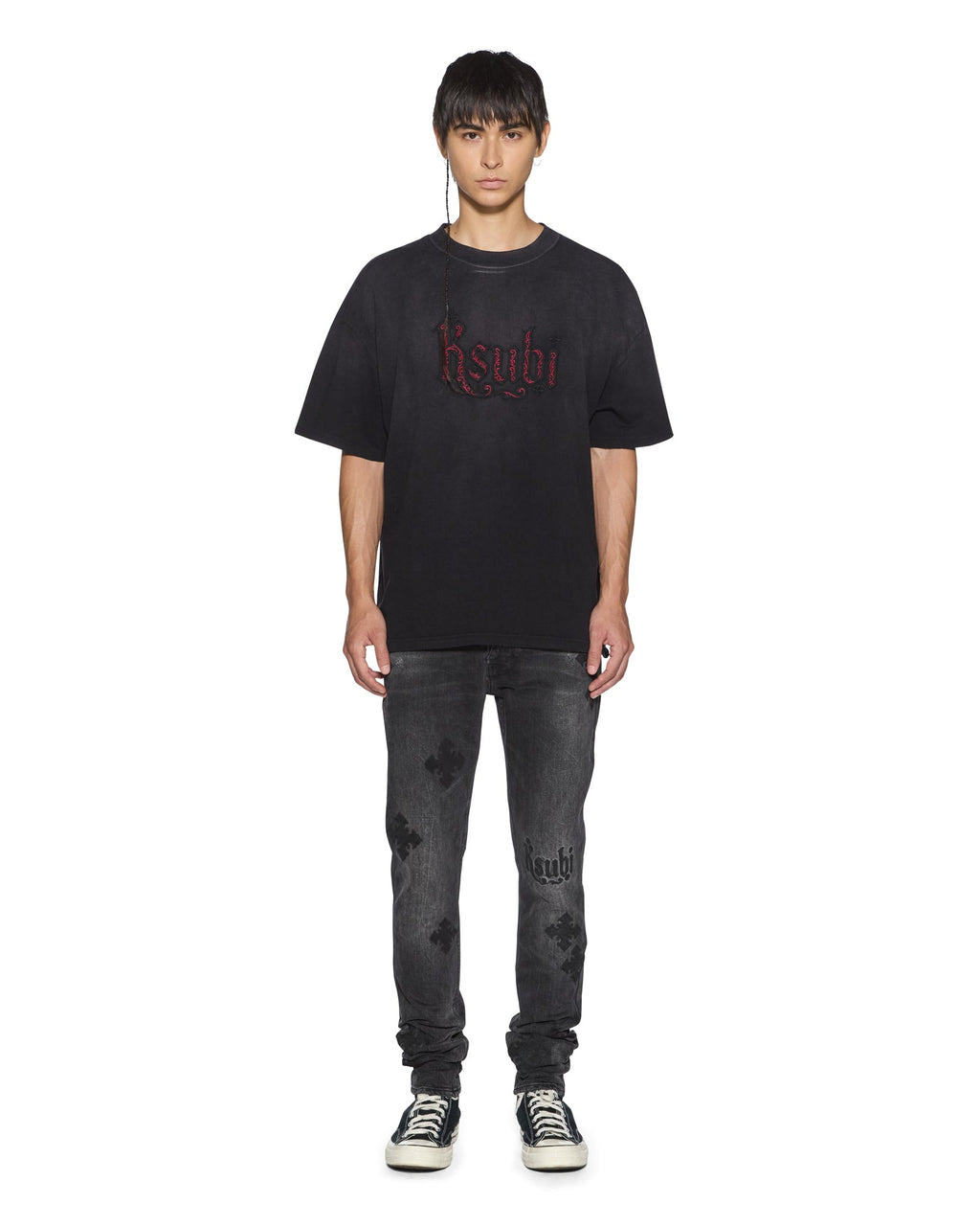 Mens Paise Ekcess Ss Tee Black Fade Oversized Tees - Grey