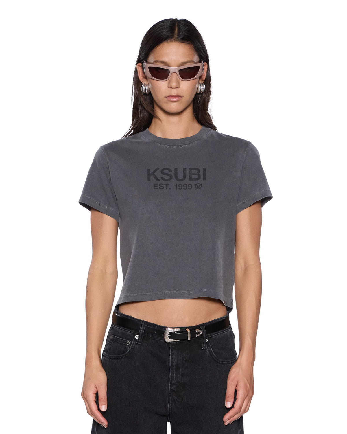 Womens Shrunken Ss Tee Charcoal Slim Tees