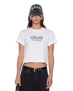 Womens Shrunken Ss Tee Vintage White Slim Tees - Beige