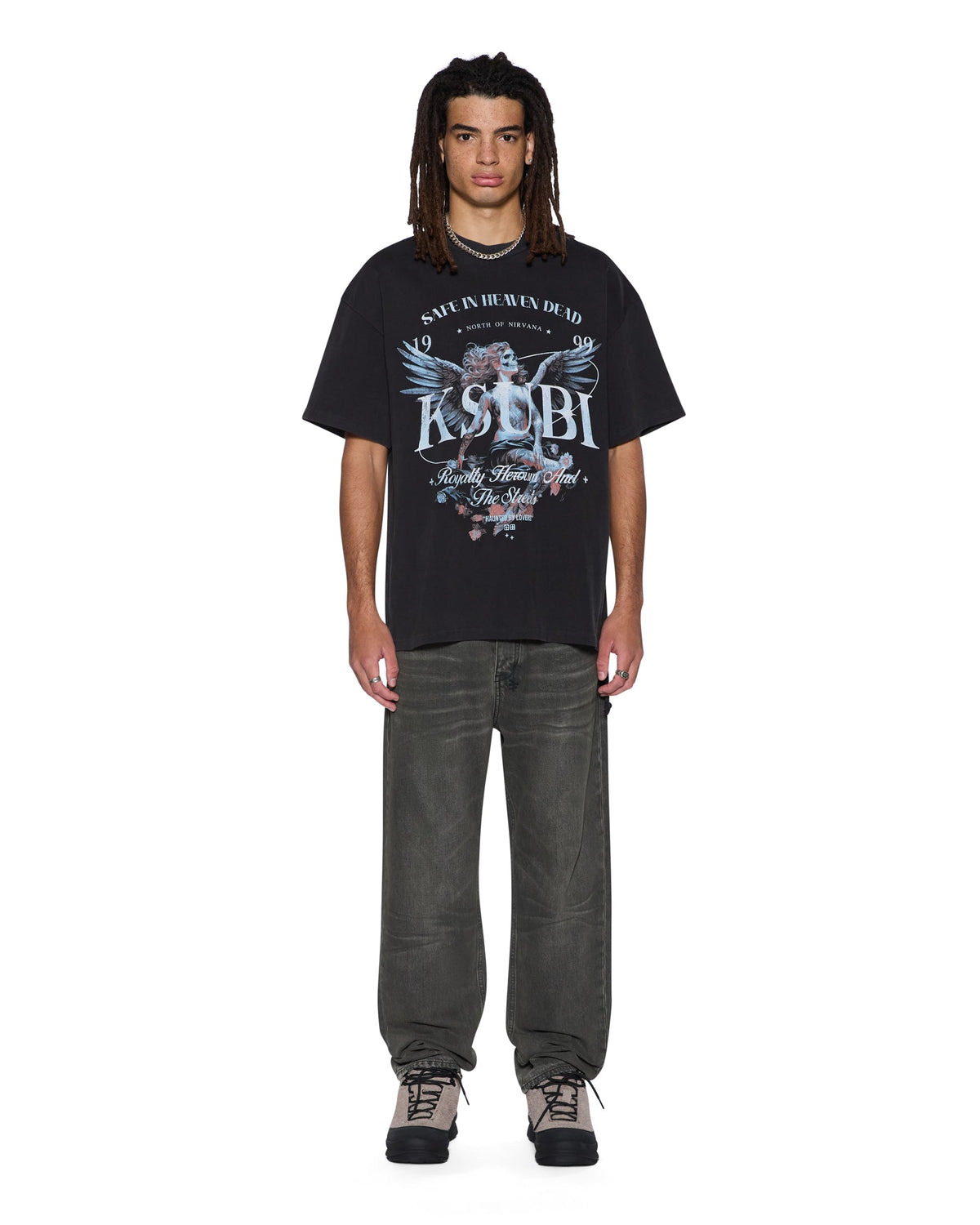 Mens Spirit Ekcess Ss Tee Acid Black Oversized Tees - Grey