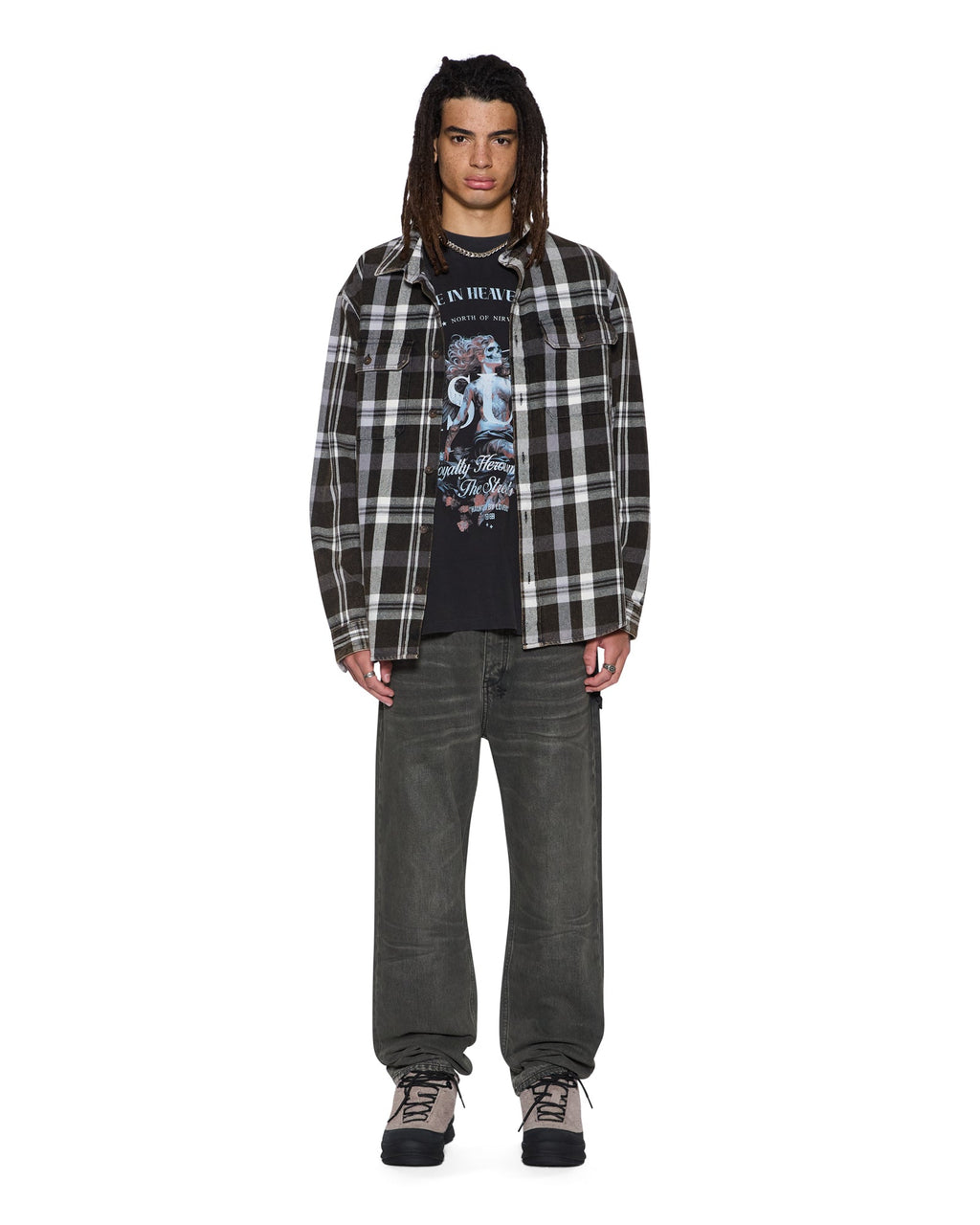 Mens Spirit Ekcess Ss Tee Acid Black Oversized Tees - Grey