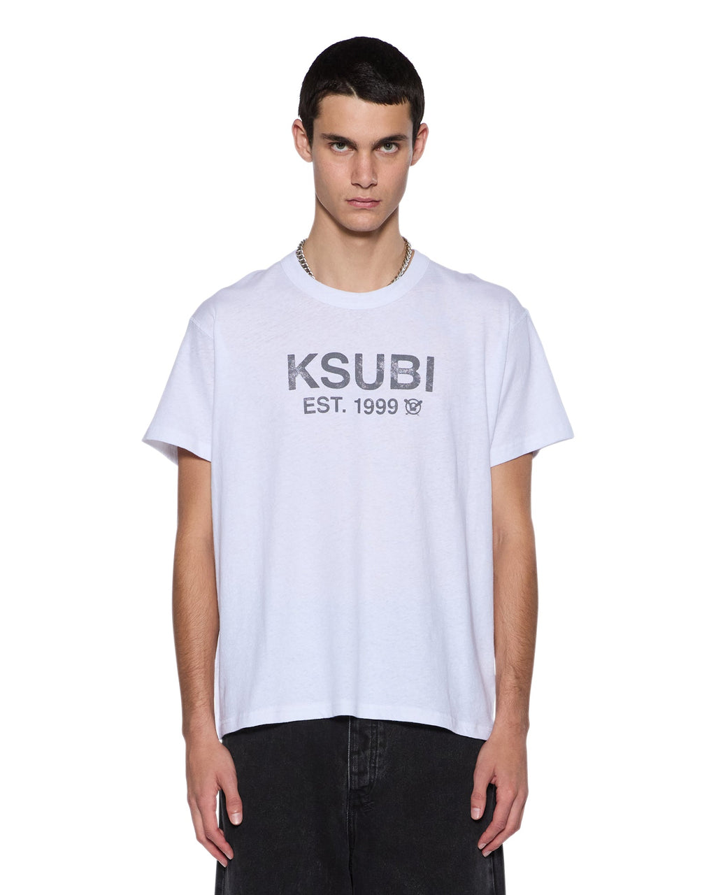 Mens State Slub Sid Ss Tee White Regular Tees - White