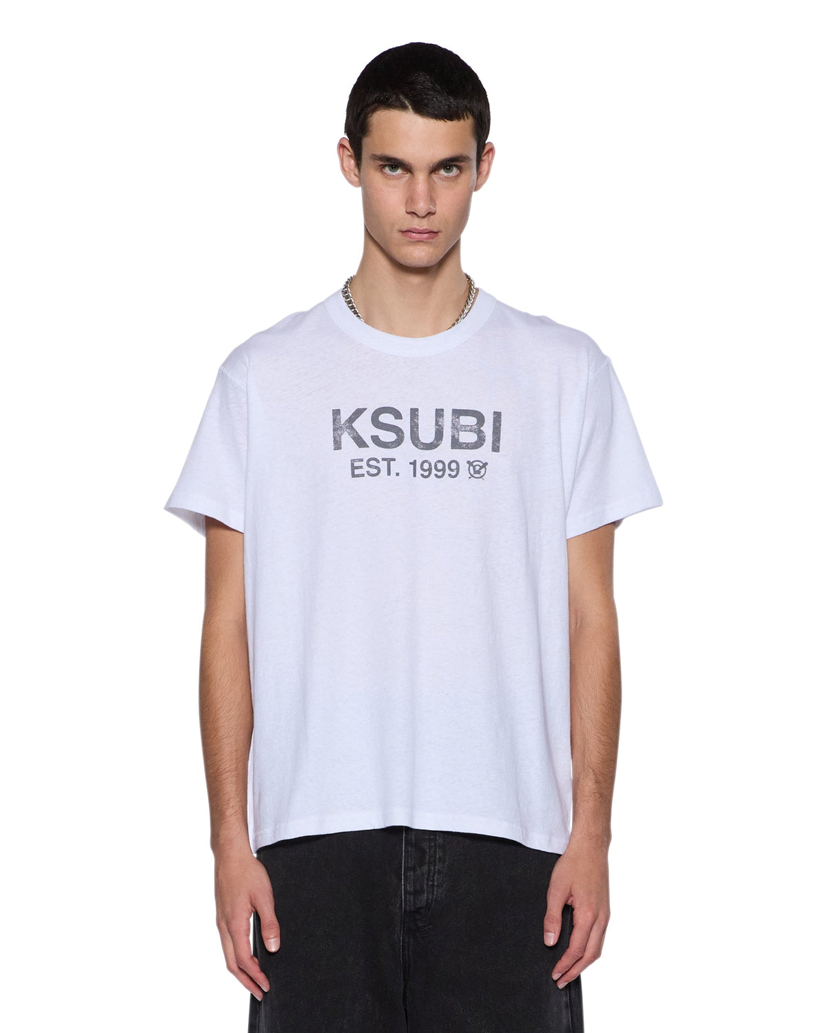 Mens State Slub Sid Ss Tee White Regular Tees - White