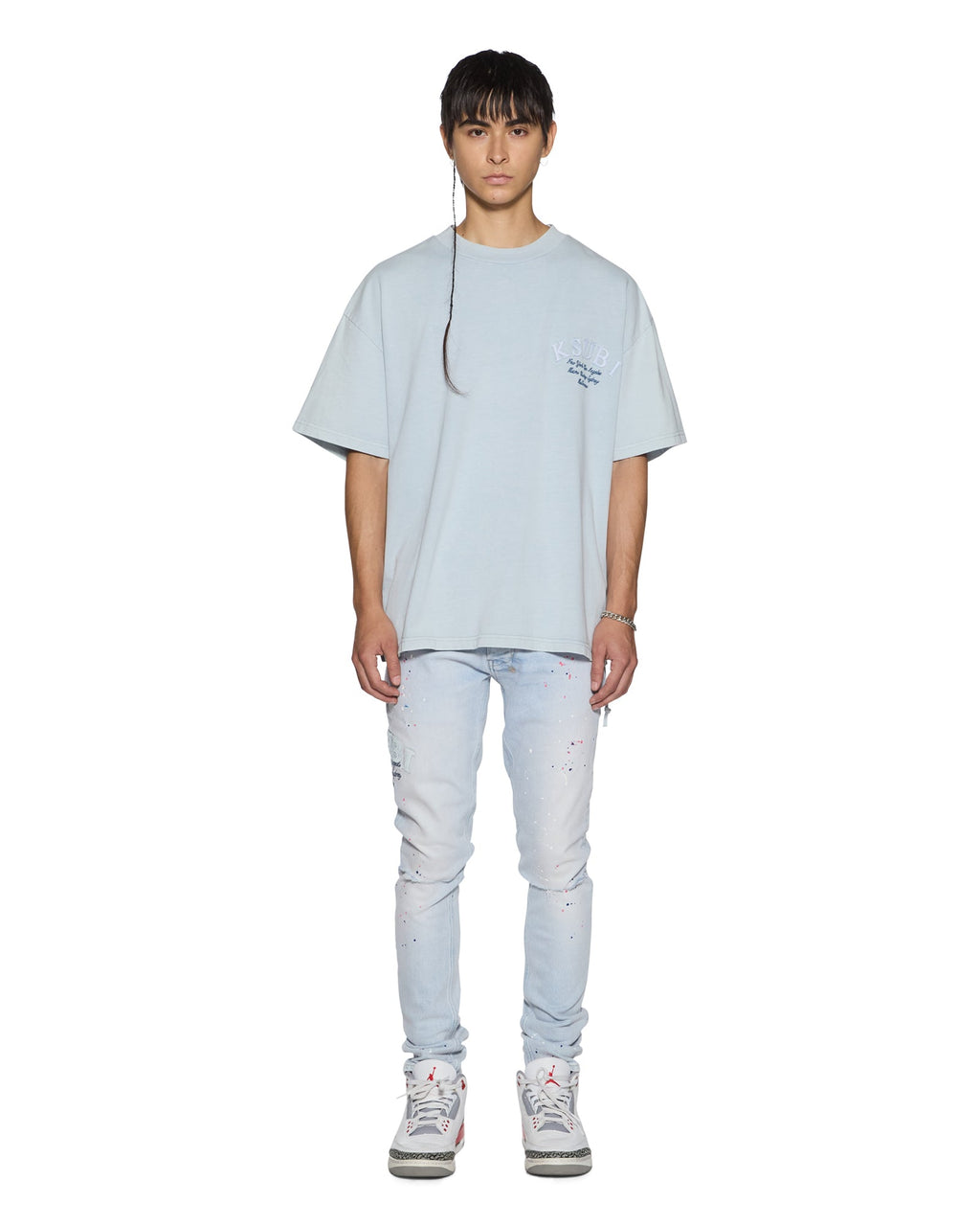 Mens Stellar Ekcess Ss Tee Ice Mist Oversized Tees - Blue