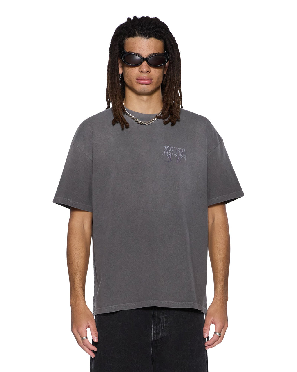 Mens Utopia Angel Ekcess  Ss Tee Charcoal Oversized Tees - Grey