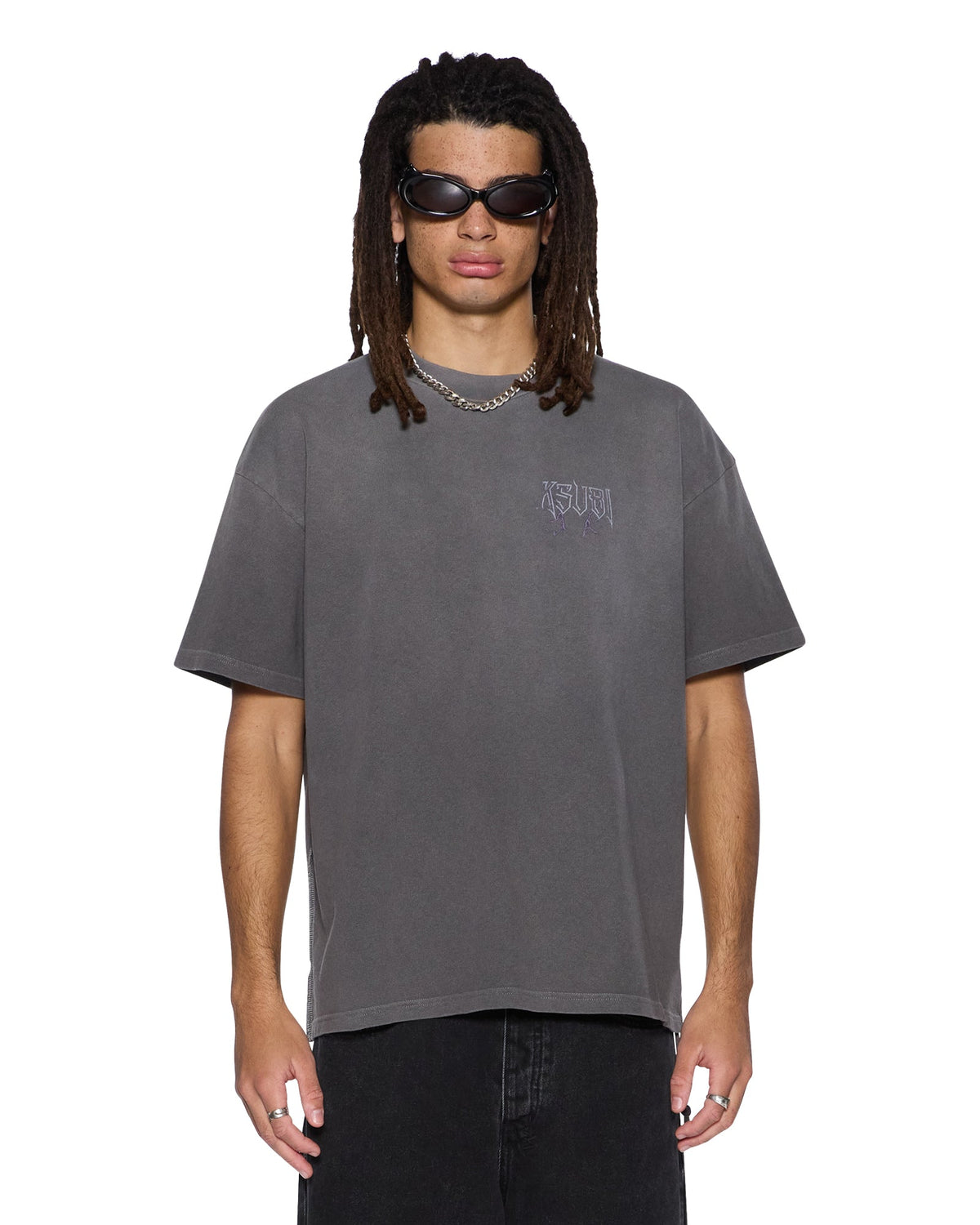 Mens Utopia Angel Ekcess  Ss Tee Charcoal Oversized Tees - Grey