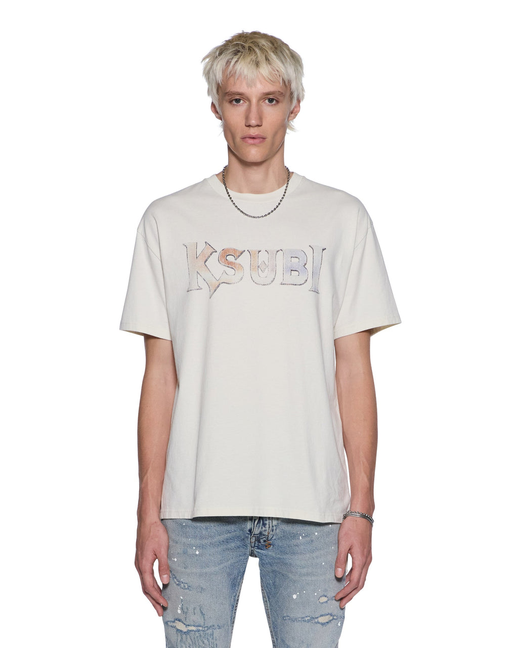 Mens Death Snake Biggie Ss Tee Antique White Oversized Tees - White