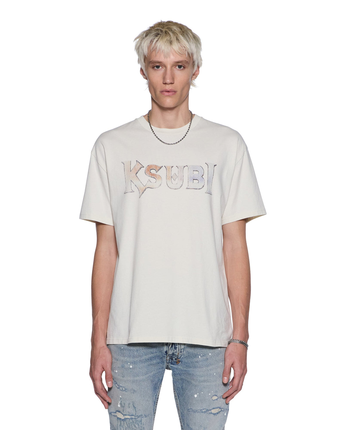 Mens Death Snake Biggie Ss Tee Antique White Oversized Tees - White
