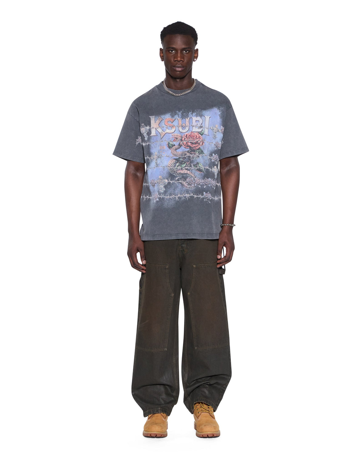 Mens Death Snake Ekcess Ss Tee Rhino Oversized Tees - Grey