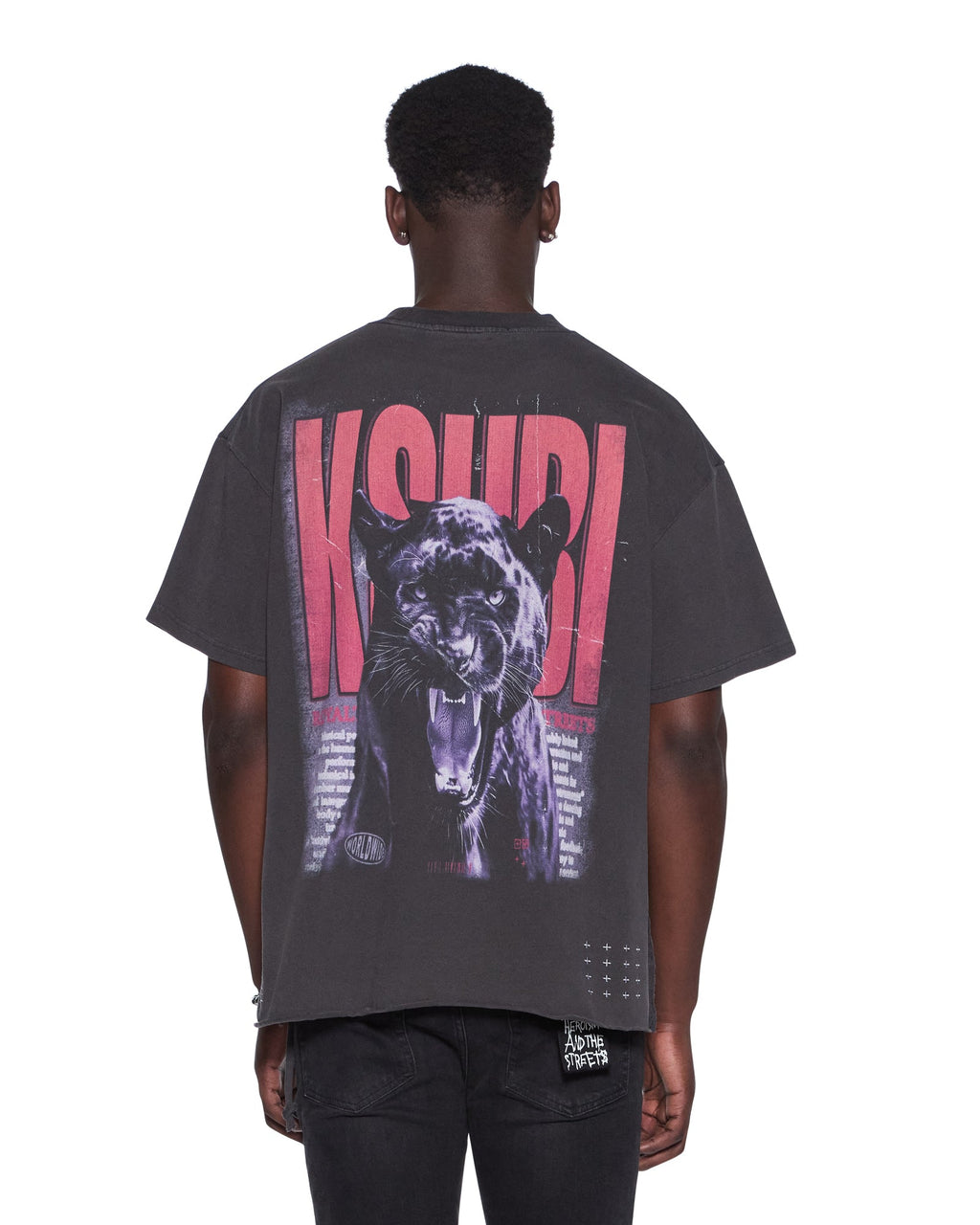 Mens Panthera Ekcess Ss Tee Faded Black Oversized Tees - Black
