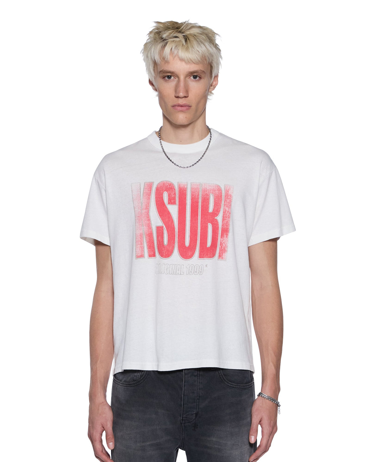 Mens Panthera Sid Ss Tee Vintage White Slim Tees - Beige