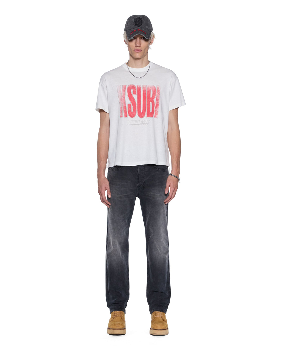 Mens Panthera Sid Ss Tee Vintage White Slim Tees - Beige