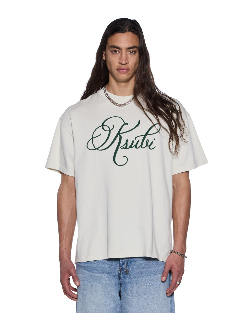 Mens Prestige Biggie Ss Tee Antique White Oversized Tees - White