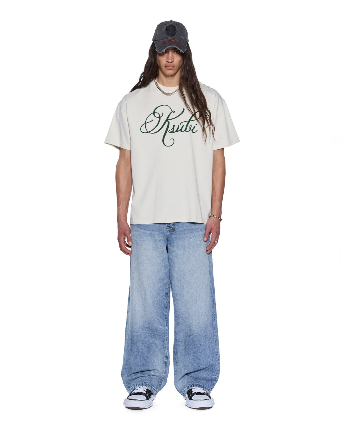 Mens Prestige Biggie Ss Tee Antique White Oversized Tees - White