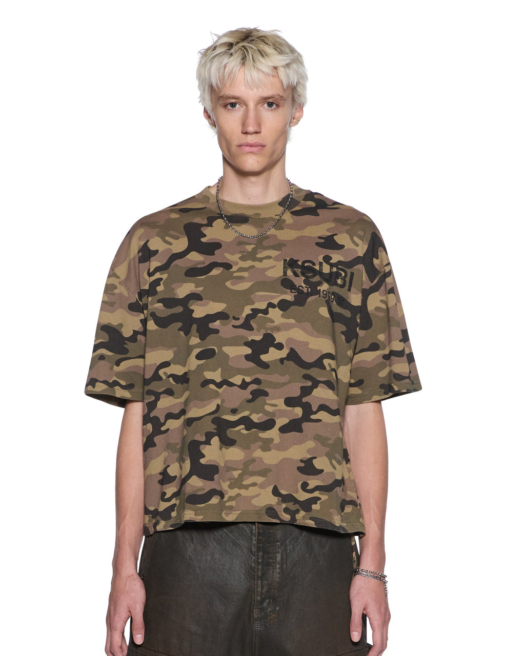 Mens State Halen Ss Tee Camo Baggy Tees - Green