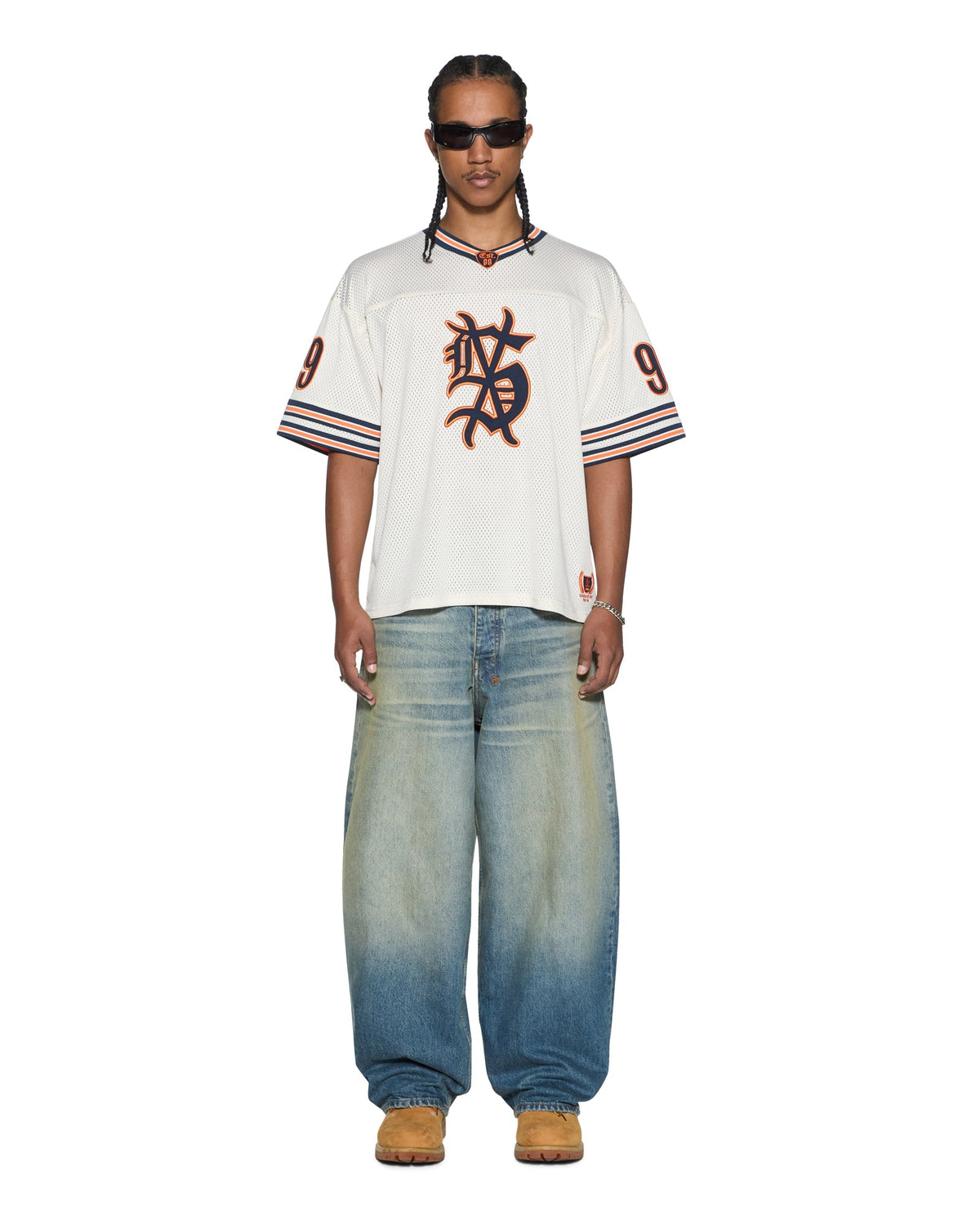 Mens Bolter Mesh Ss Duke Jersey Ecru Boxy Fashion Tops - Beige