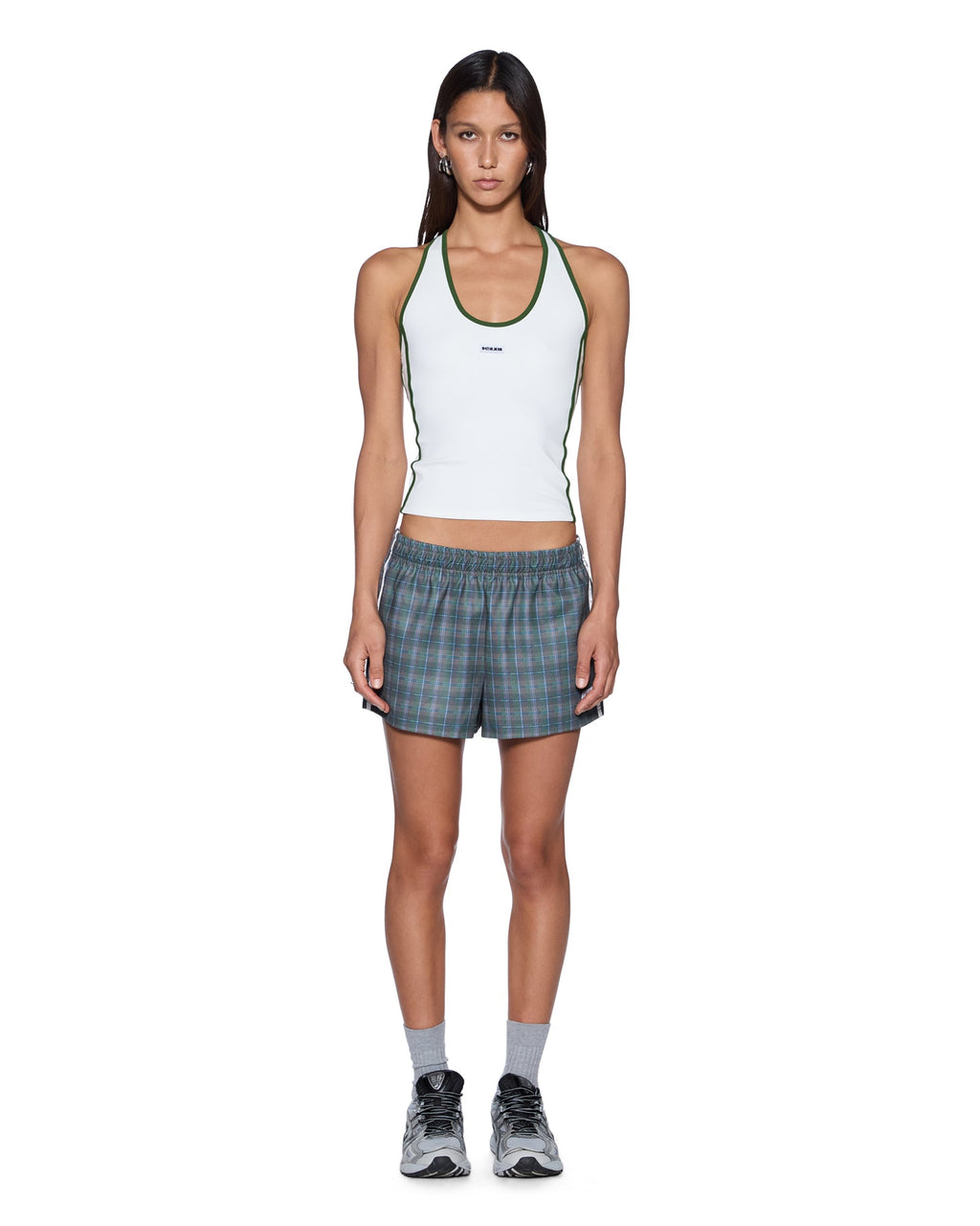 Womens Sott Idol Tank White Green Slim Tees - White