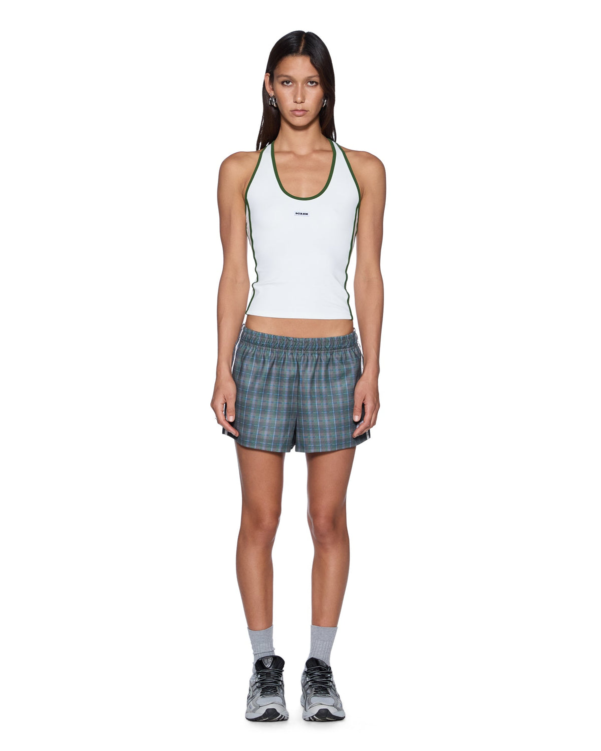 Womens Sott Idol Tank White Green Slim Tees - White