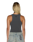 Womens Origin Tank Garter Charcoal Fitted Fashion Tops - Grey