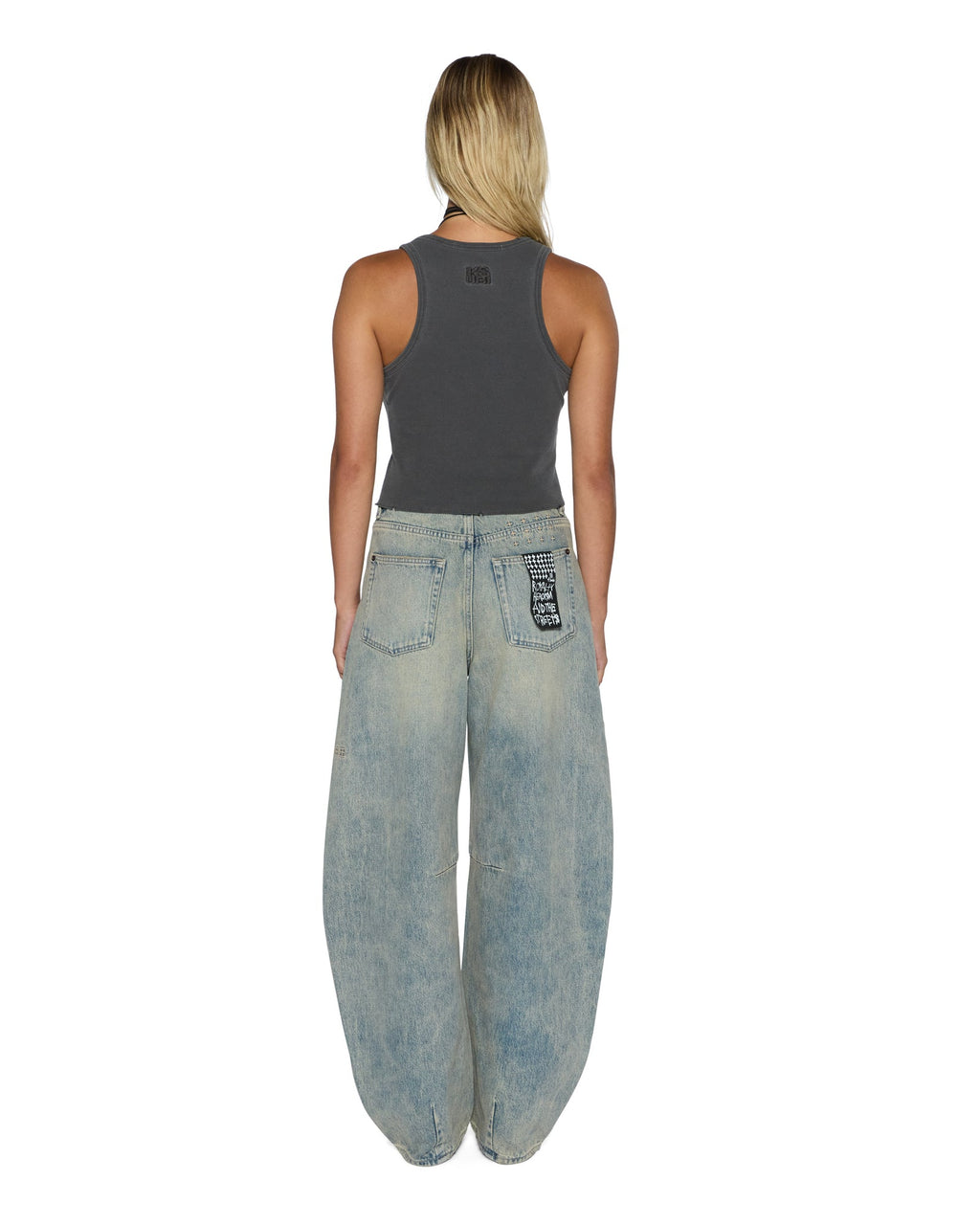 Womens Origin Tank Garter Charcoal Fitted Fashion Tops - Grey