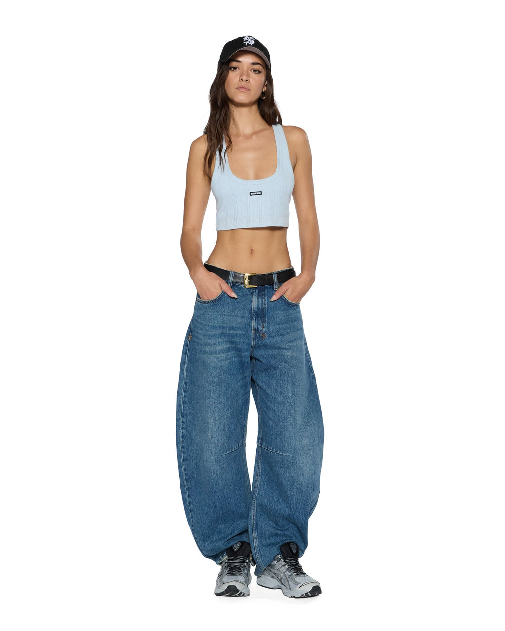 Womens Sott Origin Crop Tank Ice Mist Fitted Fashion Tops - Blue