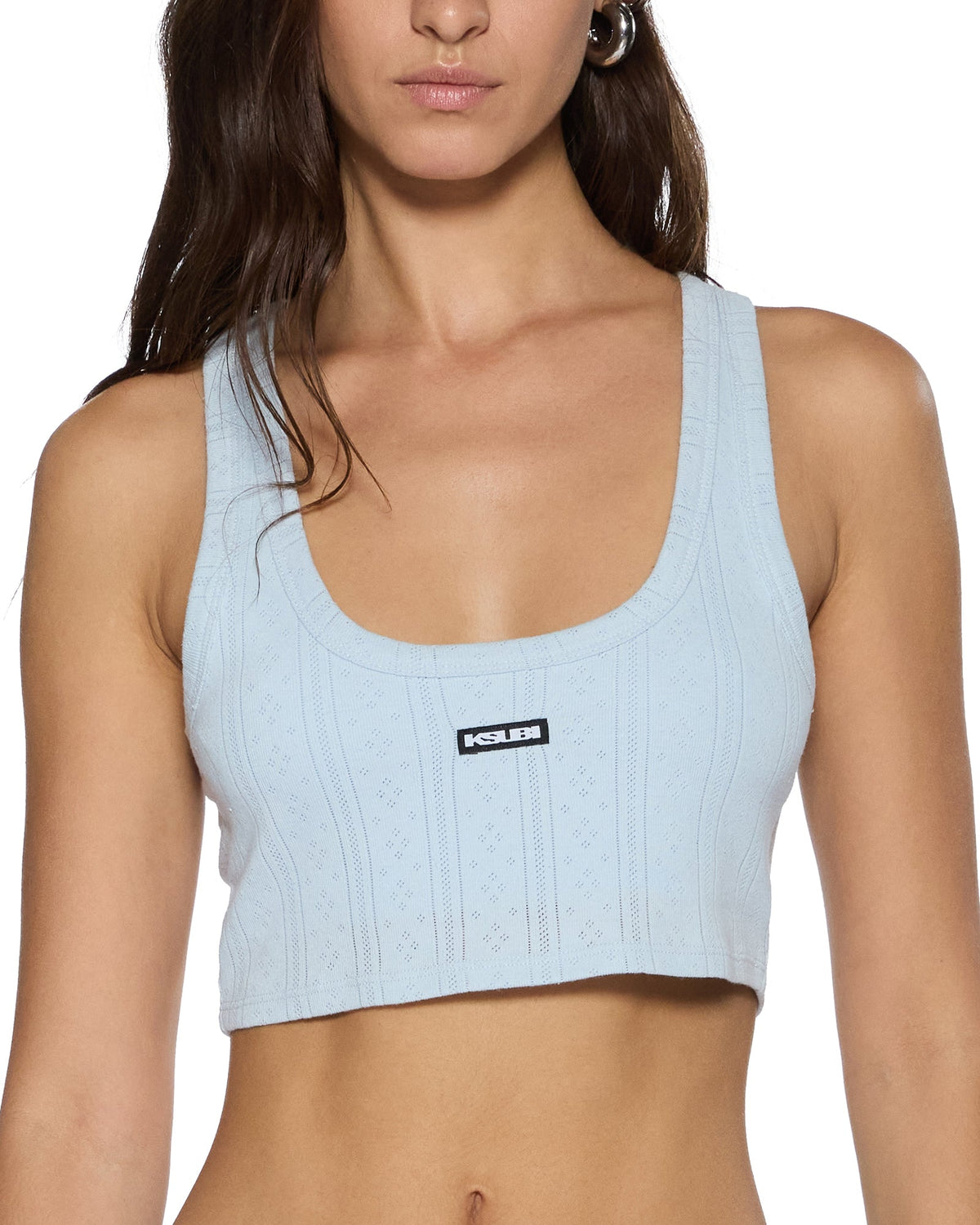 Womens Sott Origin Crop Tank Ice Mist Fitted Fashion Tops - Blue