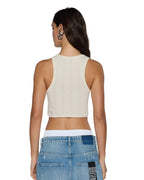 Womens Sott Origin Crop Tank Cream Fitted Fashion Tops - White