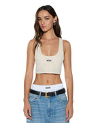 Womens Sott Origin Crop Tank Cream Fitted Fashion Tops - White
