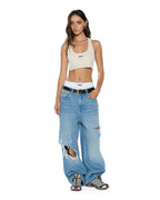 Womens Ksuper Surge Trashed Baggy Denim Jeans - Denim