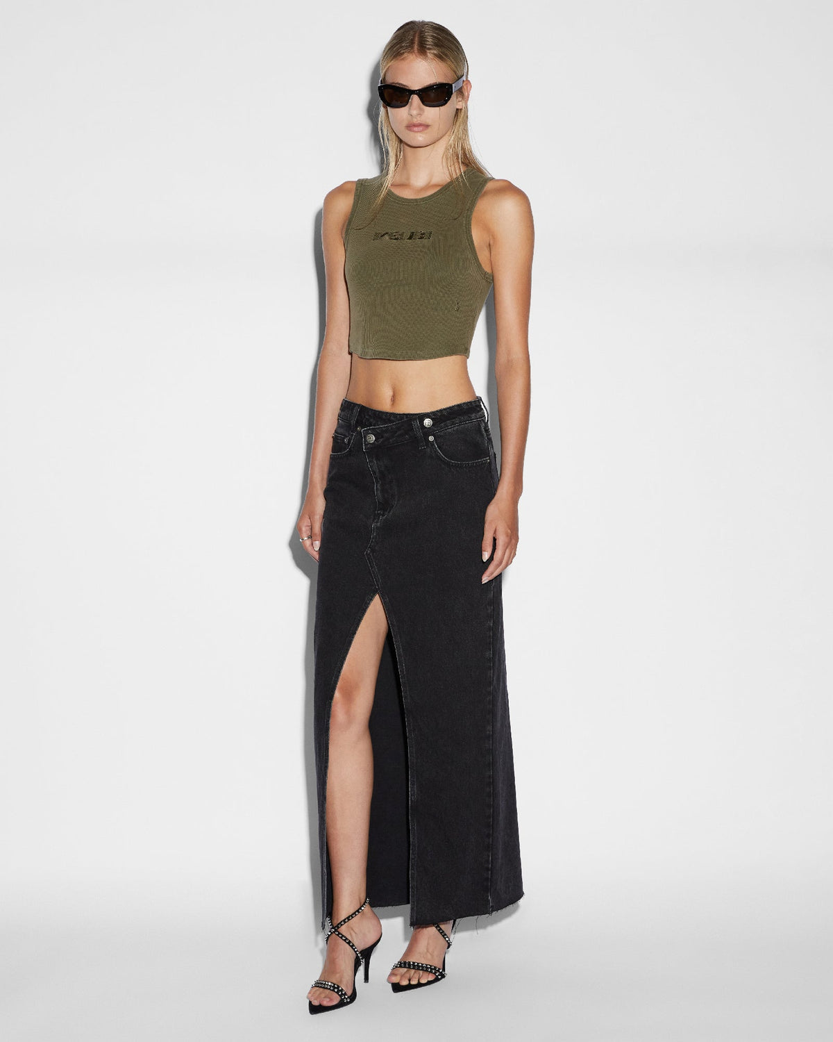 Womens Relax Maxi Skirt Washed Black Skirts - Black