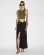 Womens Relax Maxi Skirt Washed Black Skirts - Black