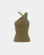 Womens Score Tank Khaki Fitted Tees - Khaki