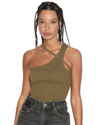 Womens Score Tank Khaki Fitted Tees - Khaki