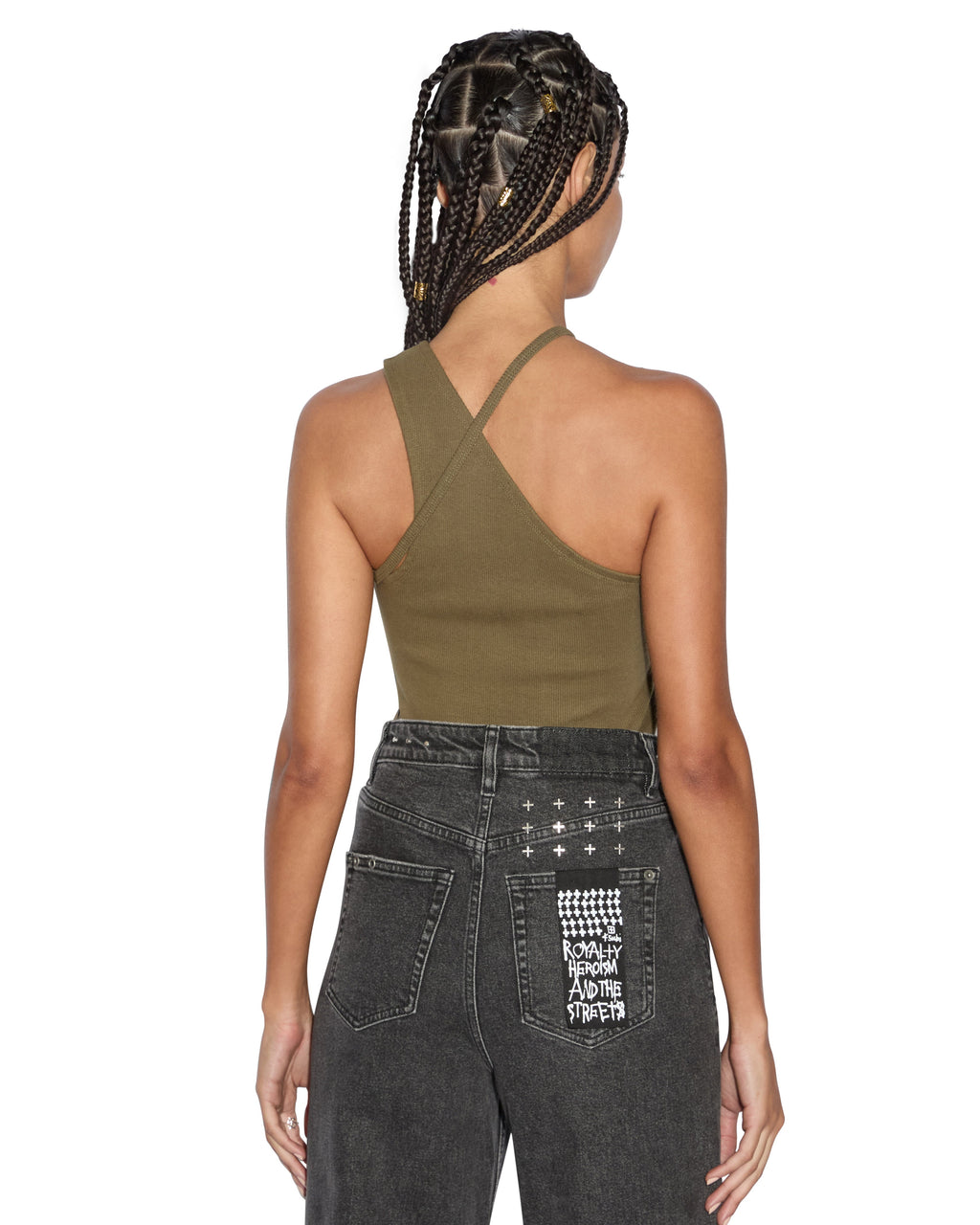 Womens Score Tank Khaki Fitted Tees - Khaki