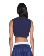 Womens Labels Crop Tank Navy Slim Tees - Navy