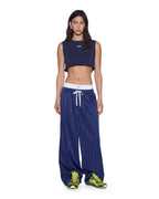 Womens Labels Crop Tank Navy Slim Tees - Navy
