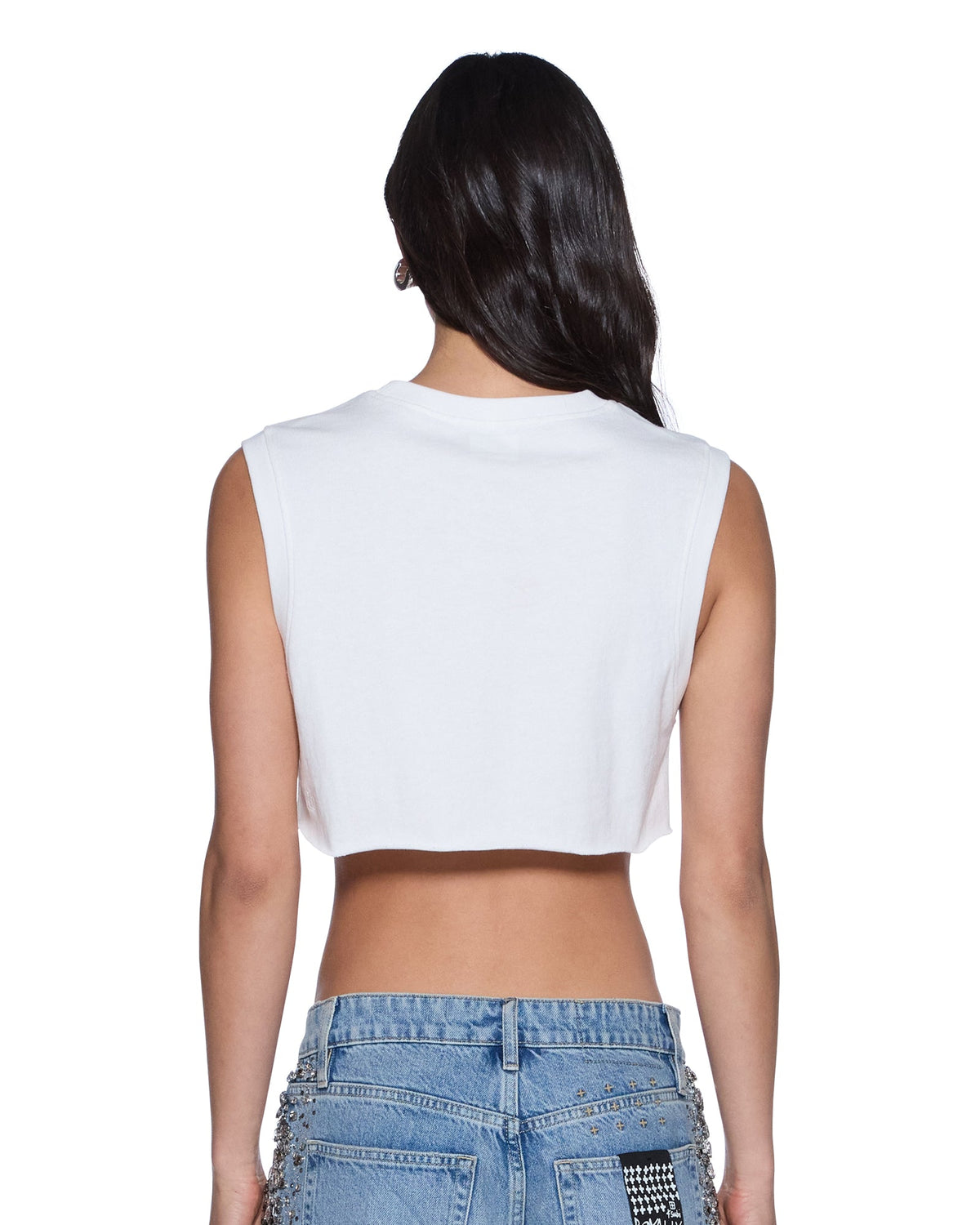 Womens Labels Crop Tank White Slim Tees - White