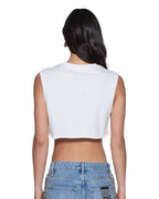 Womens Labels Crop Tank White Slim Tees - White