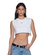 Womens Labels Crop Tank White Slim Tees - White
