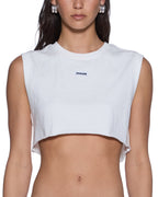 Womens Labels Crop Tank White Slim Tees - White