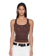 Womens Origin Knit Tank Stone Lurex Slim Fashion Tops - Beige